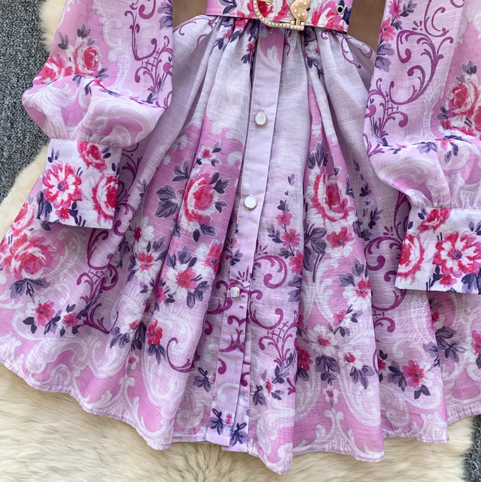 Vintage Purple Floral A-line Dress
