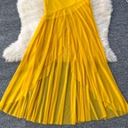 Asymmetric A-line Yellow Slip Dress