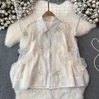 Niche Beaded Flower Embroidered Shirt