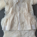Niche Beaded Flower Embroidered Shirt