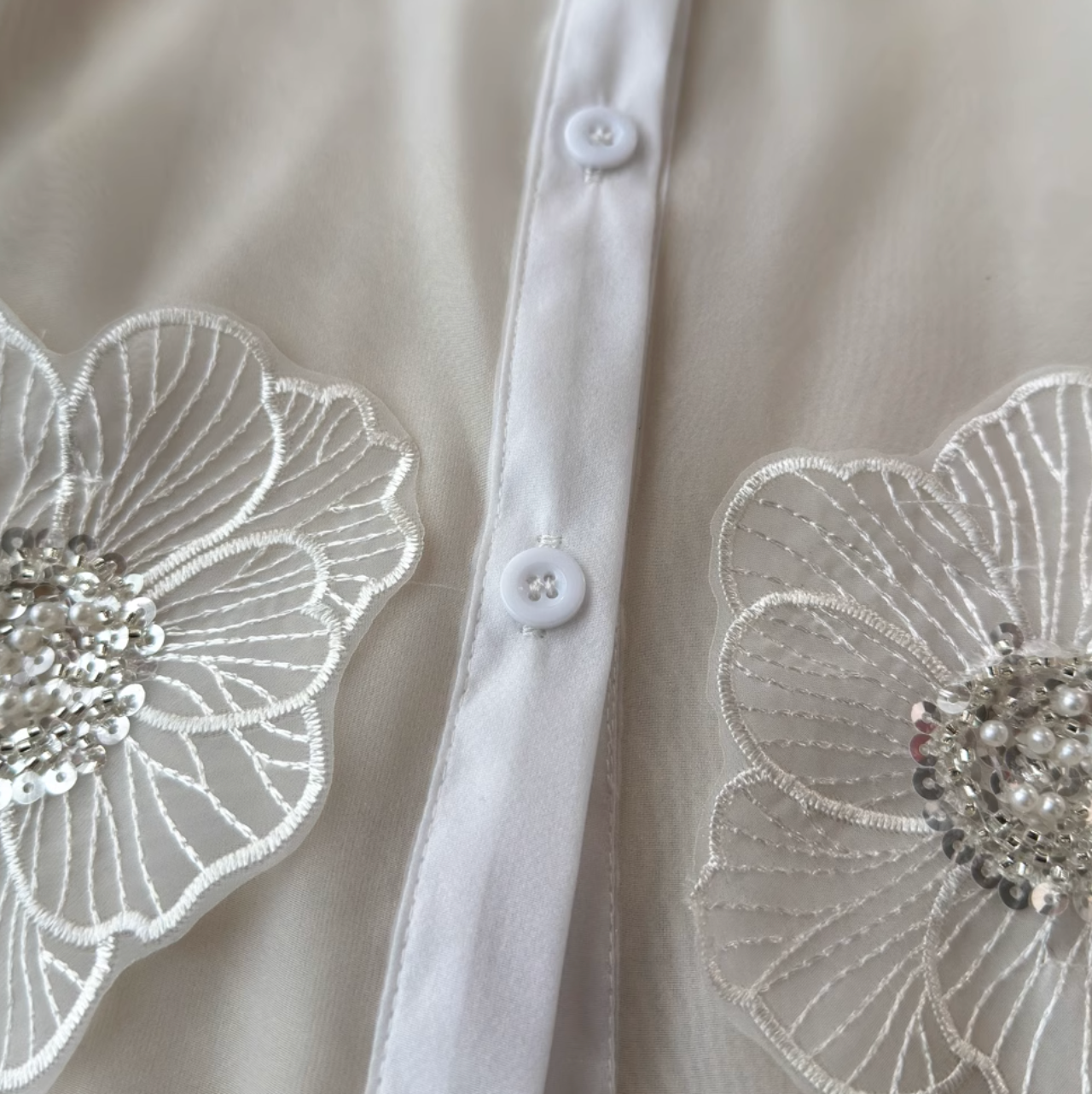 Niche Beaded Flower Embroidered Shirt