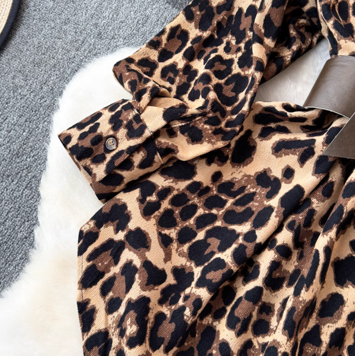 Chic Leopard Printed Shirt with Belt