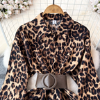 Chic Leopard Printed Shirt with Belt