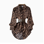 Chic Leopard Printed Shirt with Belt