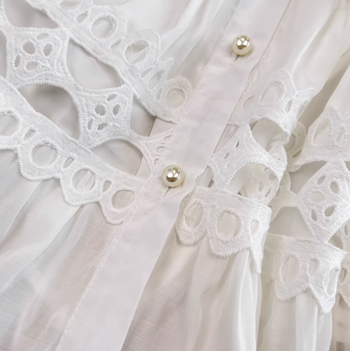 Courtly White Lace Patchwork Dress