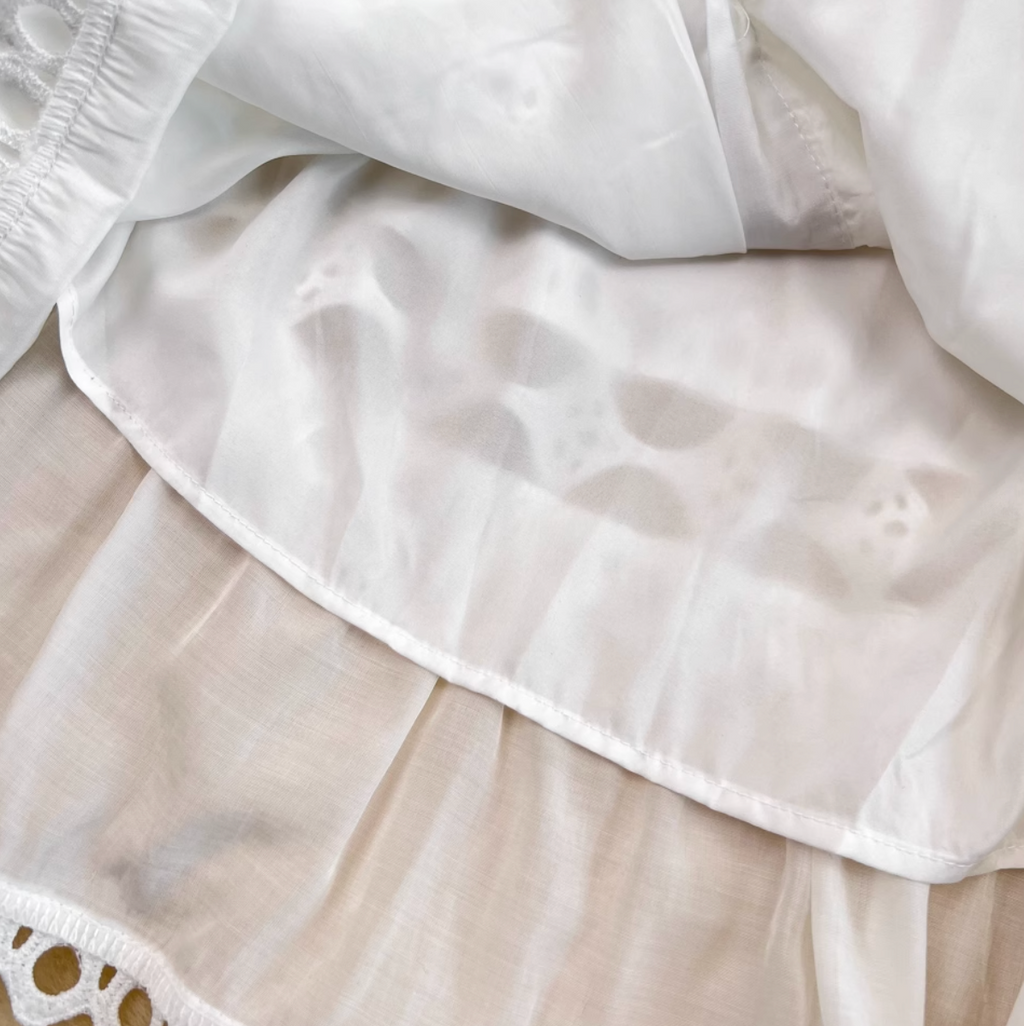 Courtly White Lace Patchwork Dress