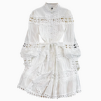 Courtly White Lace Patchwork Dress