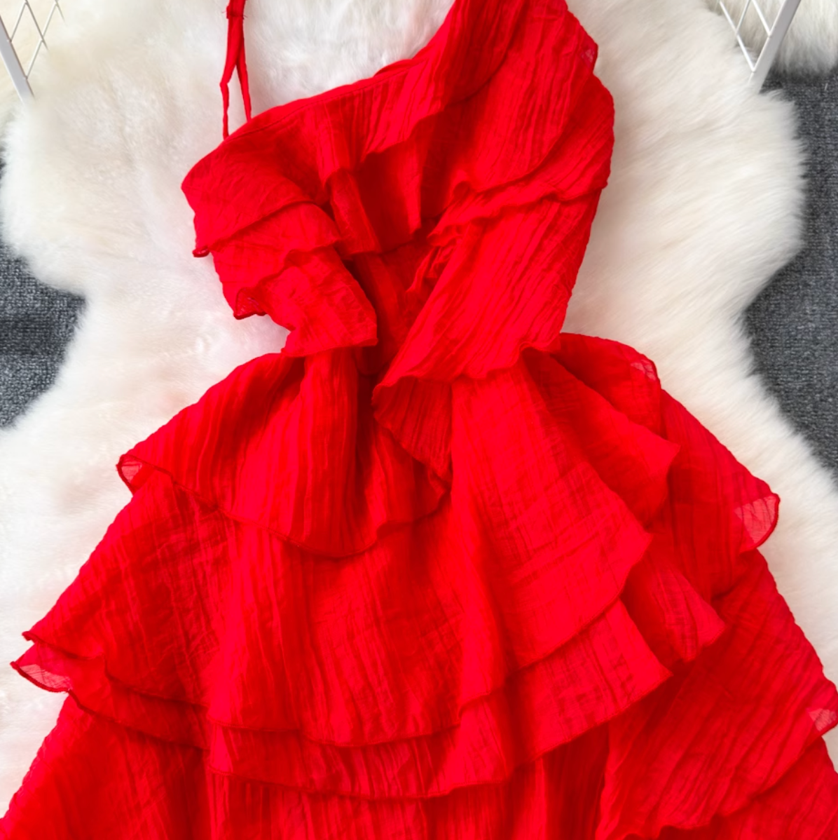 Irregular Design Layered Chiffon Slip Dress