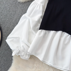 Faux Two-pieces Color Blocking Top
