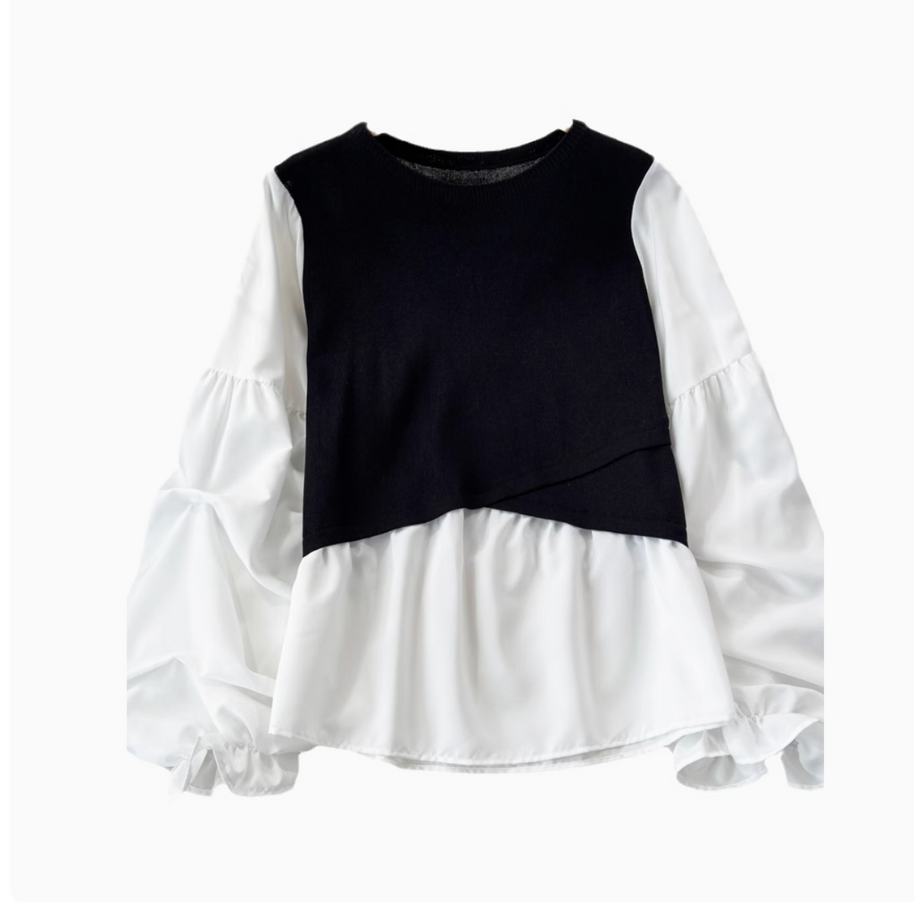 Faux Two-pieces Color Blocking Top