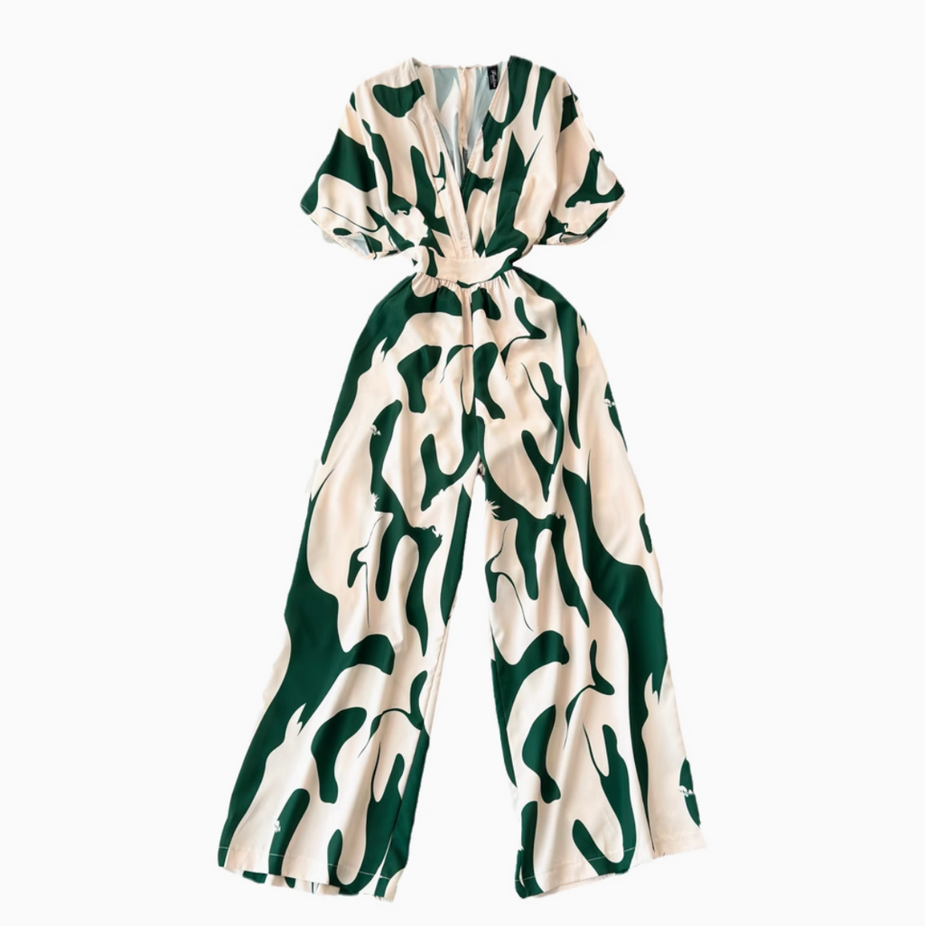 V-neck Color Blocking Slim-fit Jumpsuits