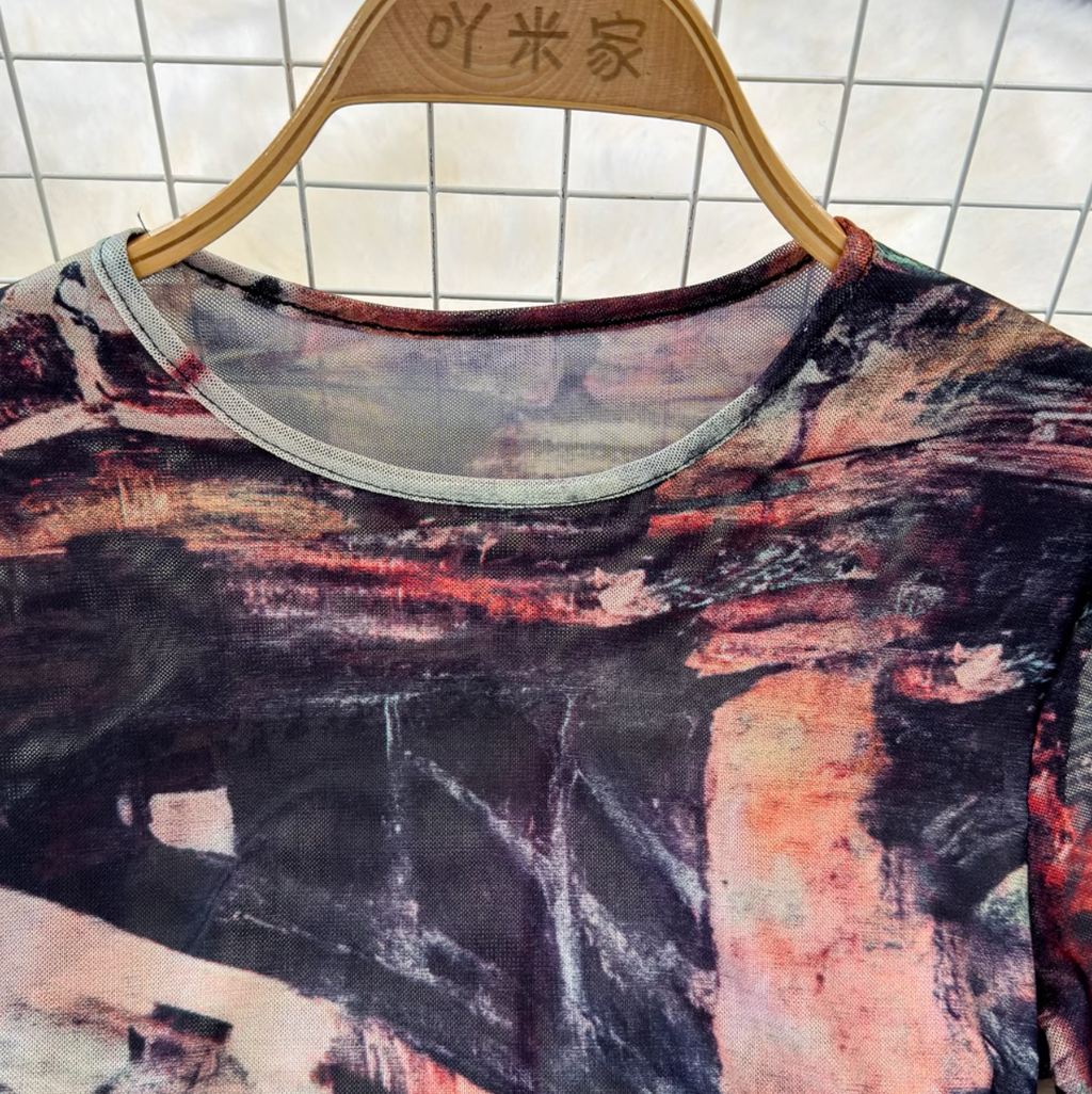 Niche Crew Neck Printed Dress