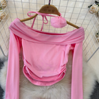 Off-shoulder Top & Hip-wrapping Skirt 2Pcs