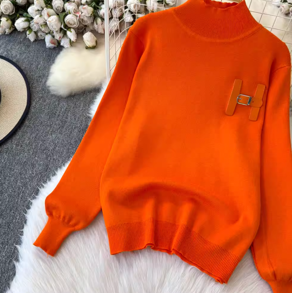 Monogrammed Sweater & Plaid Skirt 2Pcs