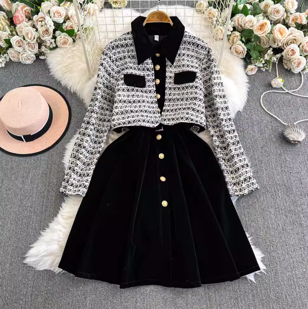 Faux Two-pieces Sweetie Suede Dress