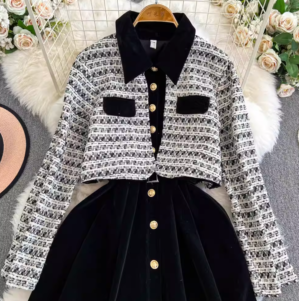 Faux Two-pieces Sweetie Suede Dress