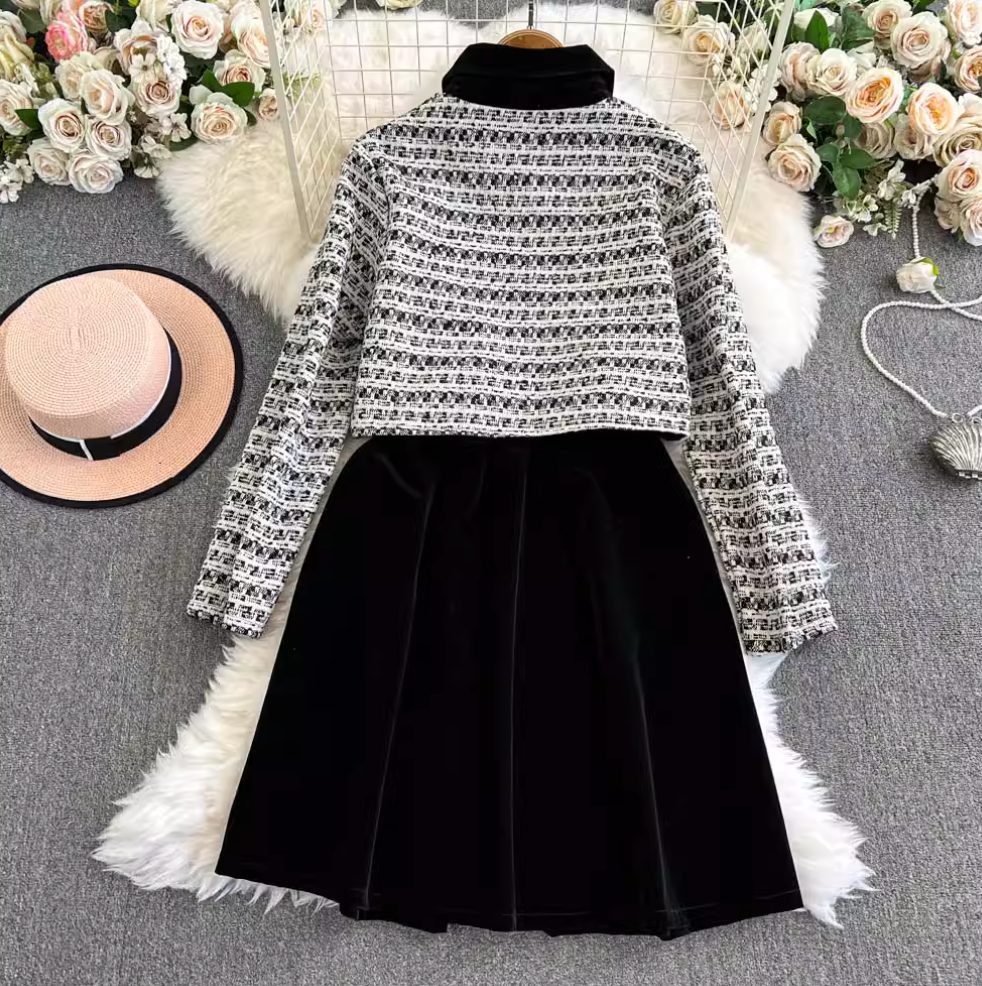 Faux Two-pieces Sweetie Suede Dress