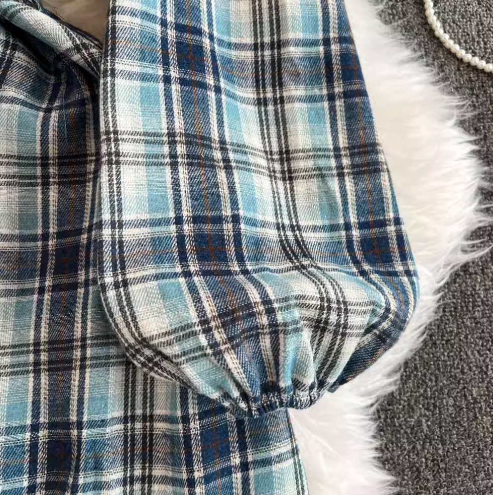 Vintage Plaid Printed Patchwork Dress