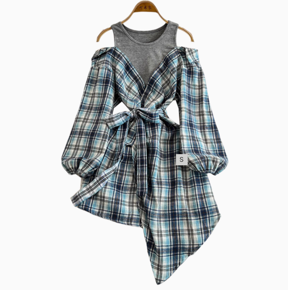 Vintage Plaid Printed Patchwork Dress