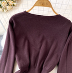 Crew Neck Sweater & Pleated Skirt 2Pcs