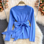 Sweater & Embroidered Mesh Skirt 2Pcs