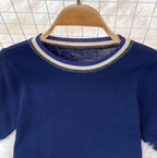 Crew-neck Sweater & Star Sequined Skirt 2Pcs