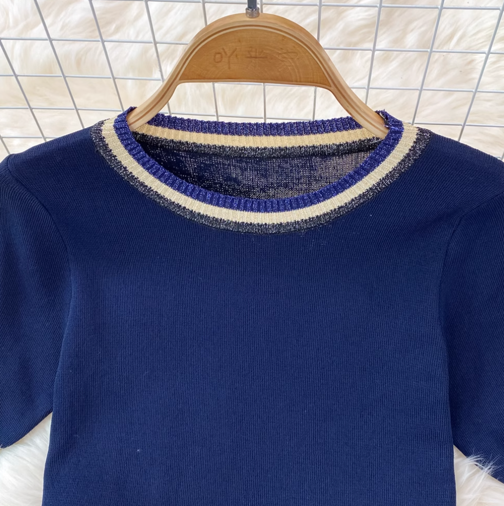 Crew-neck Sweater & Star Sequined Skirt 2Pcs