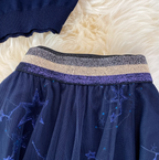 Crew-neck Sweater & Star Sequined Skirt 2Pcs