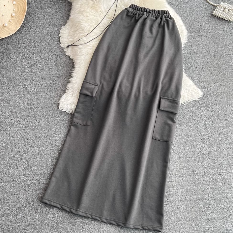 Monogrammed Drawstring Top & Split Skirt 2Pcs