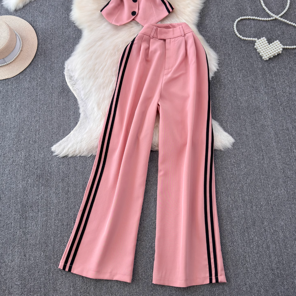 Suit Vest & Wide-leg Trousers 2Pcs