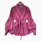 Courtly Hollowed Crochet Lace-up Shirt