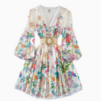 V-neck Courtly Floral Printed Dress