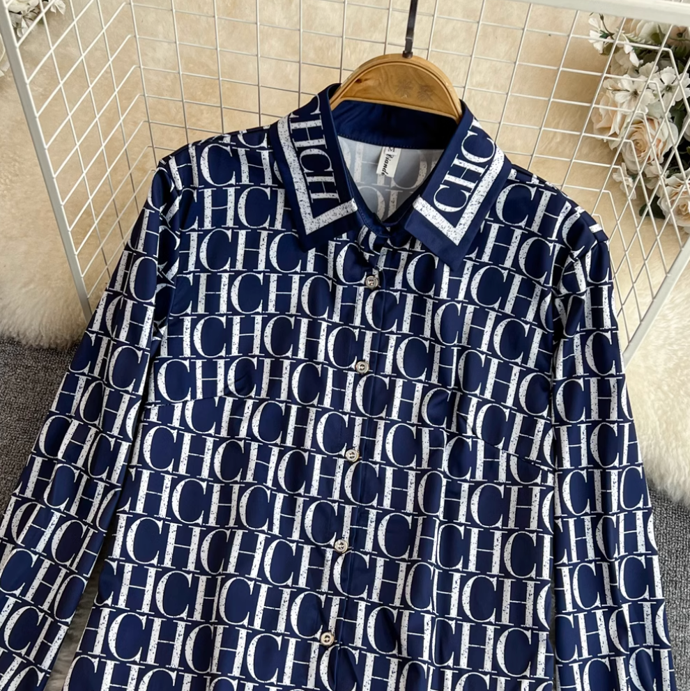 Monogrammed Printed Shirt & Trousers 2Pcs