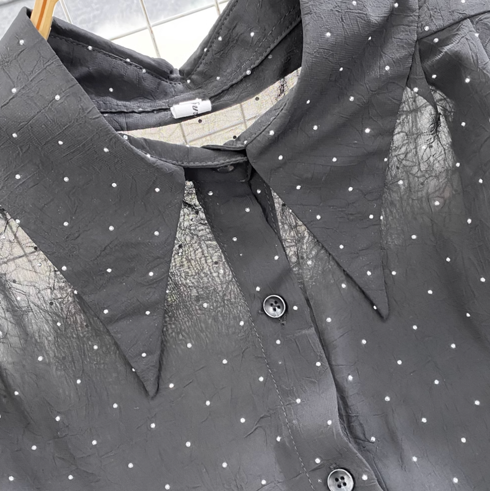 Polka Dot Shirt & Skirt Chiffon 2Pcs