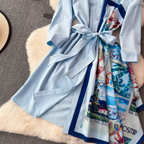 Asymmetric Painting Printed Shirt Dress
