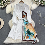 Asymmetric Painting Printed Shirt Dress