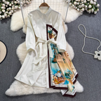 Asymmetric Painting Printed Shirt Dress