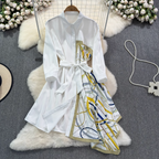 Asymmetric Painting Printed Shirt Dress