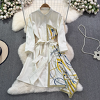Asymmetric Painting Printed Shirt Dress