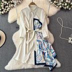 Asymmetric Painting Printed Shirt Dress