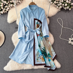 Asymmetric Painting Printed Shirt Dress