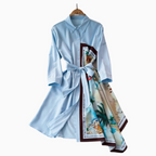 Asymmetric Painting Printed Shirt Dress