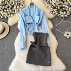 Beaded Knotted Shirt & Dress 2Pcs