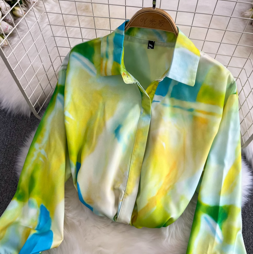 Printed Shirt & Green Shorts 2Pcs