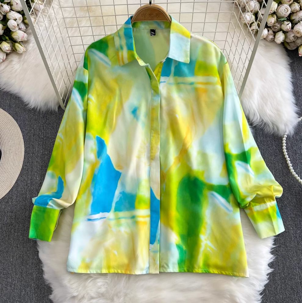 Printed Shirt & Green Shorts 2Pcs