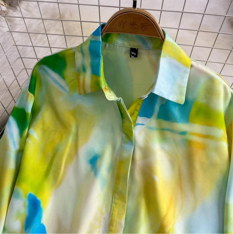 Printed Shirt & Green Shorts 2Pcs