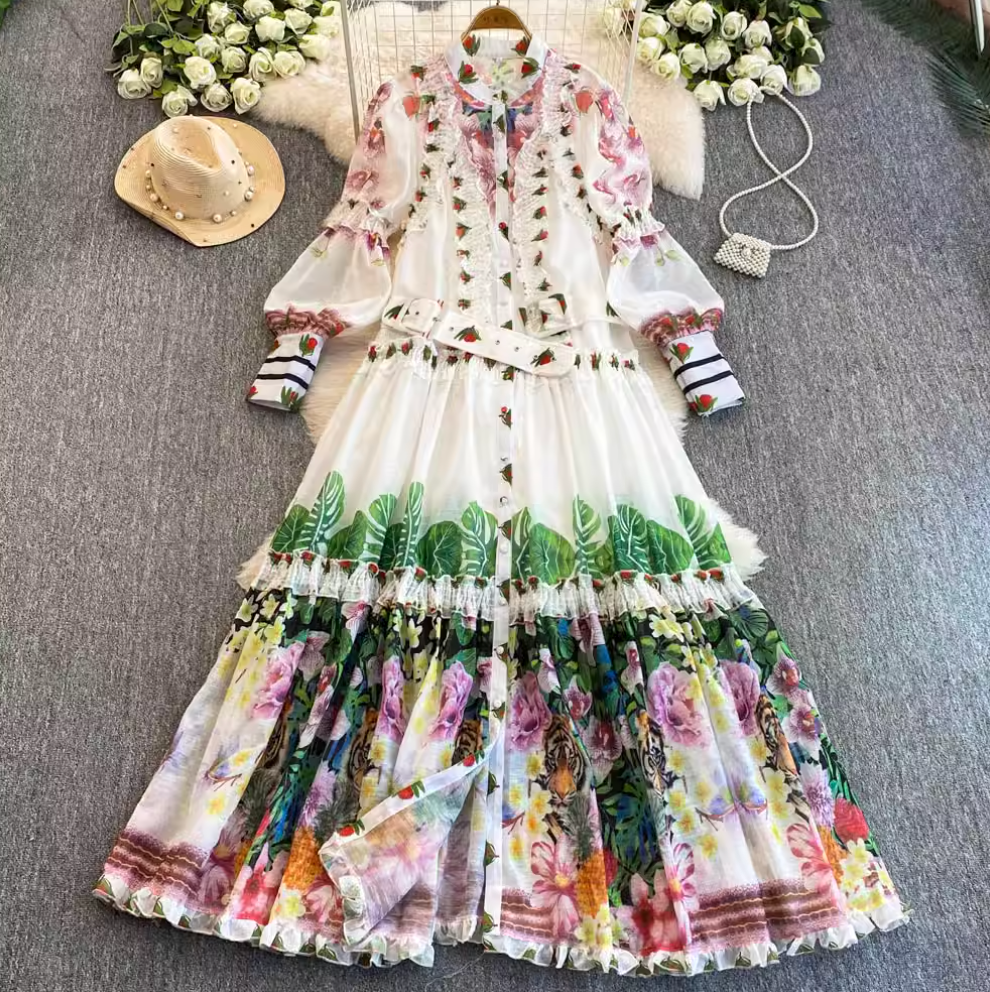 Slip Dress & Floral Printed Dress 2Pcs