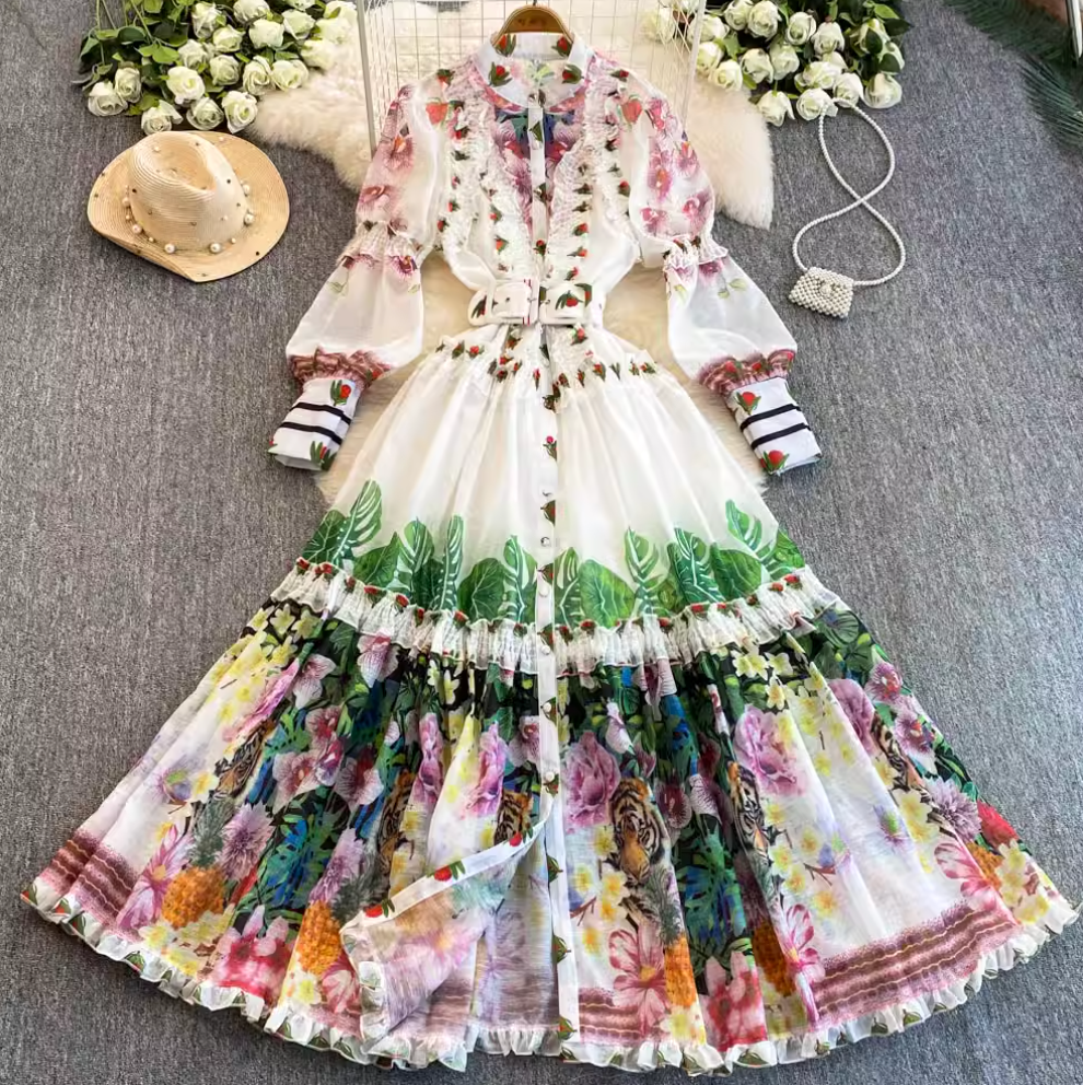 Slip Dress & Floral Printed Dress 2Pcs