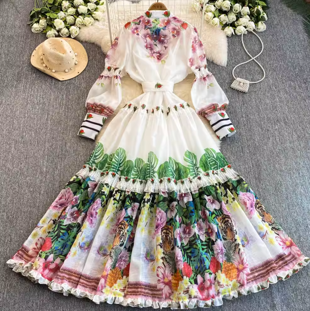Slip Dress & Floral Printed Dress 2Pcs