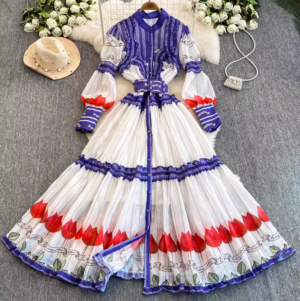 Slip Dress & Floral Printed Dress 2Pcs